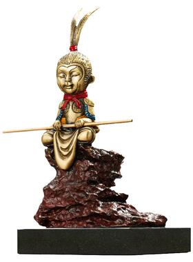 斗战胜佛纯黄铜齐天大圣孙悟空卡通公仔美猴王桌面装饰摆件工艺品