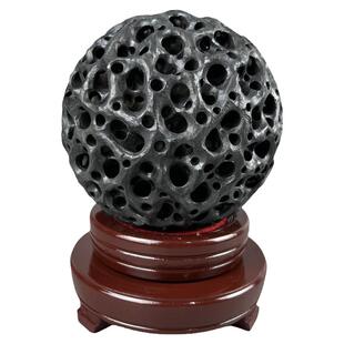 奇石头原石球形太湖石玲珑球天然香炉书房案头摆件灵璧石观赏石头