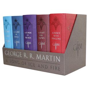 现货【外图英文原版】冰与火之歌全套 权利的游戏小说套装1-5 精装皮革版珍藏版 A Game of Thrones Leather-Cloth Boxed Set