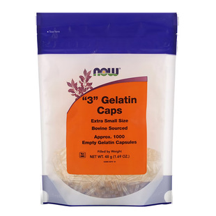 美国nowfoods牛明胶胶囊壳0/1/3号空心胶囊皮给猫狗分装药粉鱼油