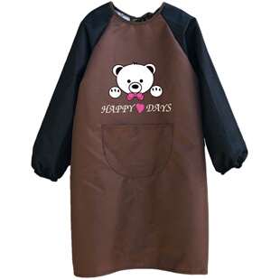 防水加厚卡通反穿儿童长袖男童女童绘画吃饭美术写字书法玩水罩衣