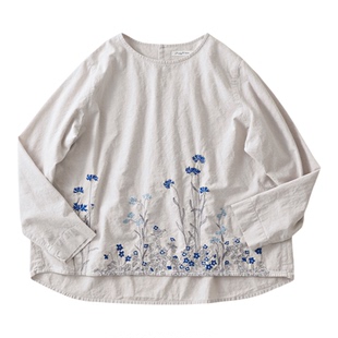 春季新品 桑妮库拉/Sunny clouds 女式纯棉花朵刺绣装饰日式罩衫