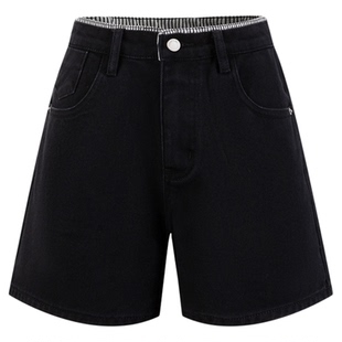 DTLANDO/商场同款25夏新品女装显瘦纯黑纽扣宽松休闲百搭牛仔短裤