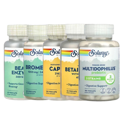 Solaray乳糖丝氨酸蛋白酶微生物组益生菌结体肠重配方胰液素1300