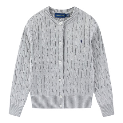 RL122女装女士春秋精梳纯棉厚款针织线衣休闲小马毛衣开衫外套