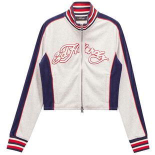 Ed Hardy埃德哈迪春季流行新款女士拉链衫立领修身撞色开衫卫衣