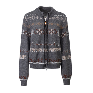 BALIANG「捌樑」 缬'tassel'羊毛混纺费尔岛提花串珠针织开衫毛衣