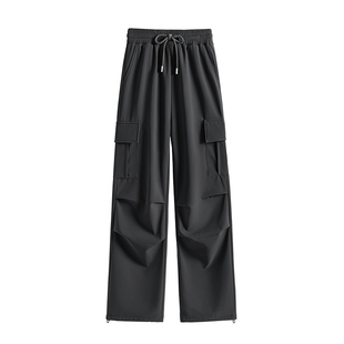 班尼路灰色运动工装裤女2026夏季新款春秋户外伞兵登山阔腿裤子H