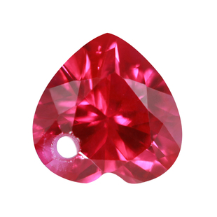 5#桃心形红宝石单孔裸石 5号Ruby人造合成红刚玉打孔钻首饰散珠