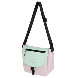 Qminica机能风邮差包女防泼水大容量斜挎包复古撞色翻盖单肩包