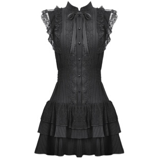 DARK IN LOVE哥特女装暗黑蕾丝花边无袖连衣裙DW955