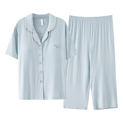自带胸垫睡衣女夏装薄款纯棉短袖