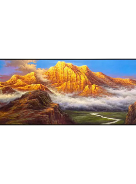 云中金峤客厅装饰画办公室挂画金山客厅肌理油画背靠有山壁画