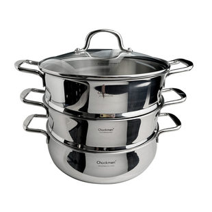 Chockmen 18-10不锈钢蒸锅28CM加厚三层蒸馒头蒸煮两用燃气电磁炉