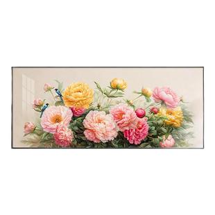 花开富贵客厅装饰画轻奢高级感沙发背景墙挂画牡丹花手绘油画壁画