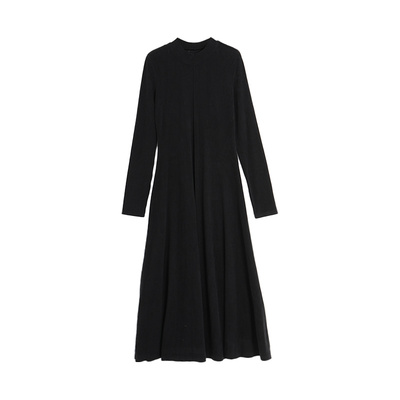 西町村屋法式简约中高领大摆长裙