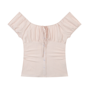 【限时价】橘子树在哪儿纯欲风短袖衬衫女夏季收腰显瘦百搭上衣