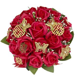 新娘手捧花秀禾服拍照道具婚纱照高级感无异味仿真玫瑰花香皂花束