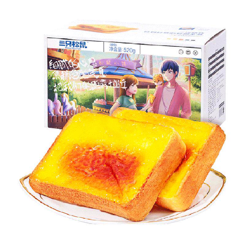 三只松鼠厚岩烧乳酪吐司520gX1箱岩焗面包早餐整箱代餐糕点零食