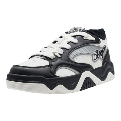 特步锯齿鞋男鞋冬季新款加绒保暖棉鞋运动休闲鞋男士板鞋革面鞋子