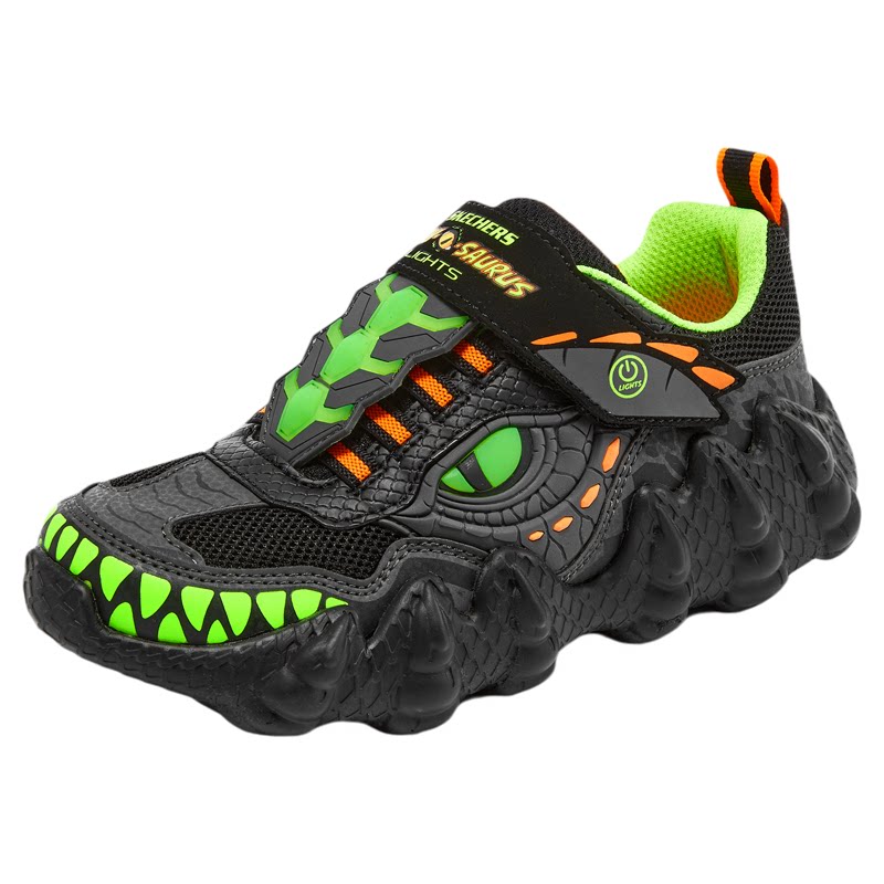 Skechers斯凯奇儿童怪兽鞋男童闪灯鞋开关可控发光恐龙运动鞋