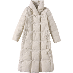 飘朵90白鹅绒羽绒服女2025冬季新款高端气质豹纹中年妈妈长款外套