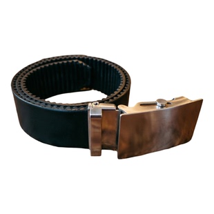 工业钢丝正时皮带定制腰带 3.5宽不锈钢滚轴自动扣头防身劳保腰带