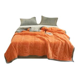 冬天大豆纤维三层毛毯加厚保暖高端防静电珊瑚绒毯子学生宿舍单人