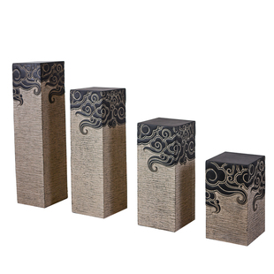 新中式摆件祥云柱展示柱仿石柱墩玄关禅意落地底座客厅茶室装饰