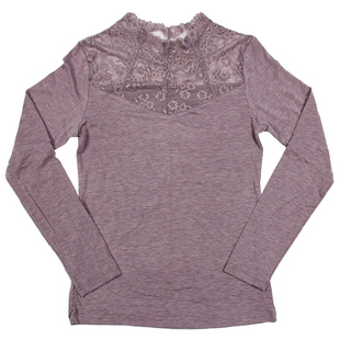 佳妮婷20年秋冬新款少女士打底内衣薄款无缝蕾丝拼接中领秋衣7331