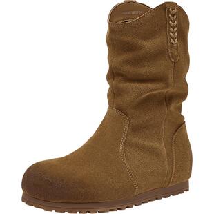 【旷野牧歌】百思图25冬新款棕色加绒西部靴堆堆靴女美拉德短靴