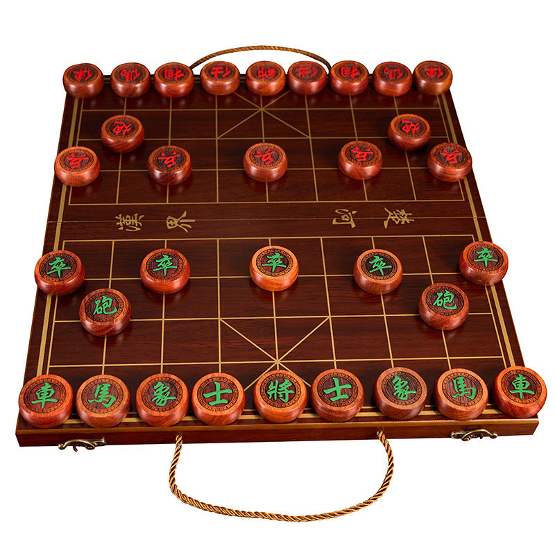 红木象棋套装带托盘黑檀棋子