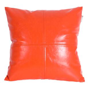 美式免洗拼接油蜡皮抱枕靠垫纯色皮沙发靠背车载皮腰靠枕抱枕定制