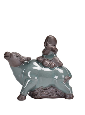 陶瓷创意哥窑牧童摆件茶室造景