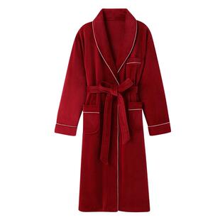 情侣睡袍女冬季珊瑚绒加厚加绒红色新婚结婚男秋冬海岛绒浴袍睡衣