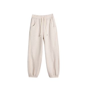 【一体绒】束脚运动裤女款加厚外穿棉裤白色加绒裤子羊羔绒卫裤W