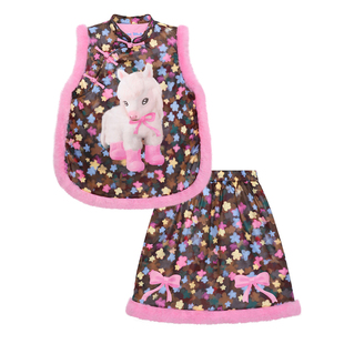 pocoblush【穿粉靴的小马】大豆棉拜年马甲女童加厚中式棉服套装