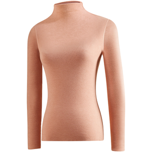 简云蚕丝德绒无痕半高领打底衫羊毛秋衣女内衣加绒发热保暖上衣冬