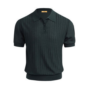 【天丝羊毛】平圆方中轻薄针织POLO衫男夏季半袖翻领休闲短袖t恤
