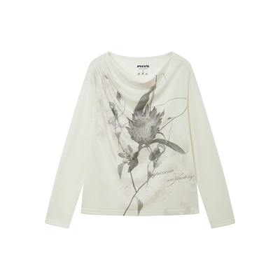 物理少年花卉长袖T恤
