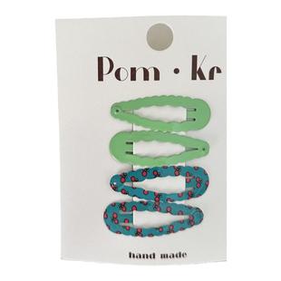 2025新款韩国pom儿童发饰女童甜美樱桃印花波浪刘海侧边BB发夹卡