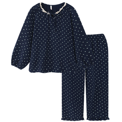 日系ins风碎花纯棉睡衣女春秋季长袖双层纱布婴儿棉家居服可外穿