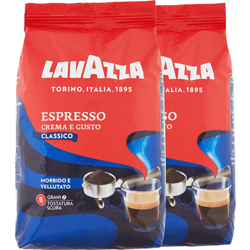 【自营】意大利进口LAVAZZA拉瓦萨咖啡豆深度烘焙经典奶香1kg*2袋