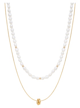 JAY银灰色珍珠锁骨链925银叠戴