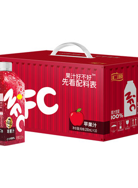 汇源NFC100%苹果橙桃200ml*10瓶
