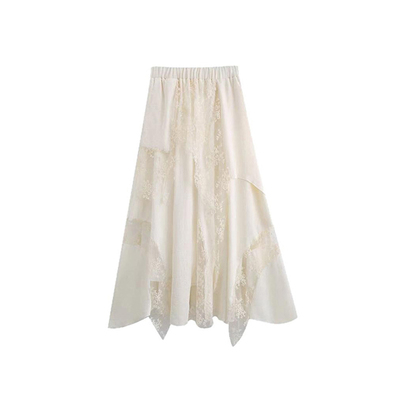 白色不规则蕾丝半身裙真的巨百搭