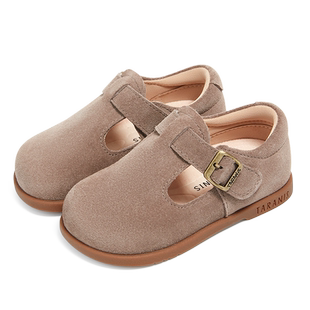 泰兰尼斯儿童鞋子勃肯鞋春夏新款女童学步鞋包头软底复古宝宝皮鞋