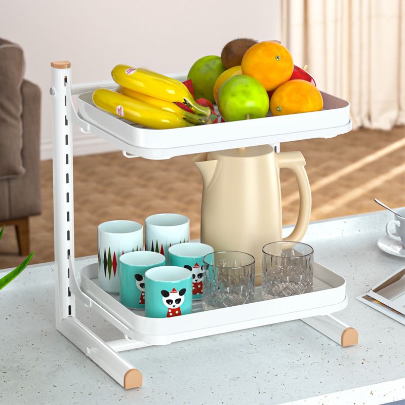 跨境铁艺双层沥水杯架家用带托盘杯架厨房水果篮置物架杯具收纳架