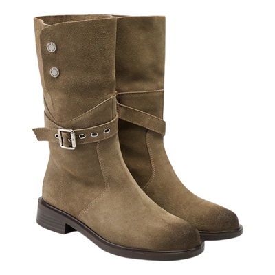 fed中筒西部靴冬季新款女靴皮带扣骑士靴擦色短靴女S1107-YAB206