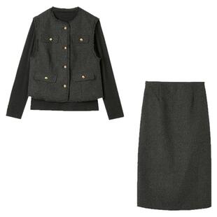 2025年冬Outlets正品 高端KA系列马甲+长袖上衣+半身裙三件套装女